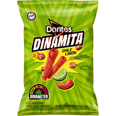 Doritos Dinamita Tortilla Chips Chile Limon, 10.75 oz Bag.