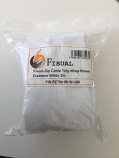 Fisual Zip Cable Tidy Wrap White 50mm Diameter 2m