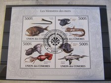 TIMBRES DES COMORES    lot  obli.  BF Monstres des mers
