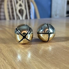 Vintage Sleigh Bells Lot of Two Gold Color Christmas Bells
