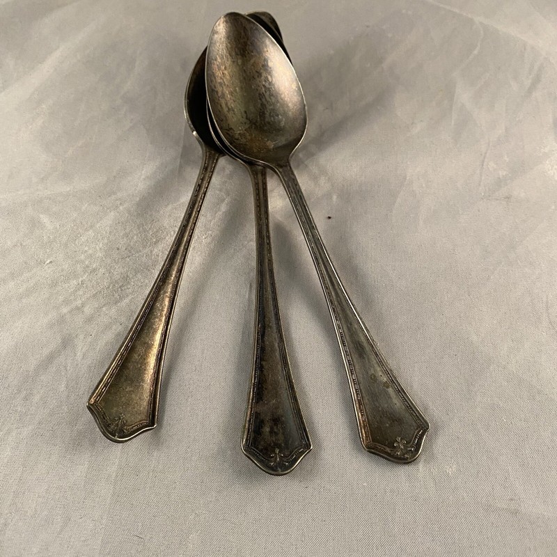 Set Of 3 Teaspoons Oneida Community Service Plate Silver Plate Chautauga Pattern