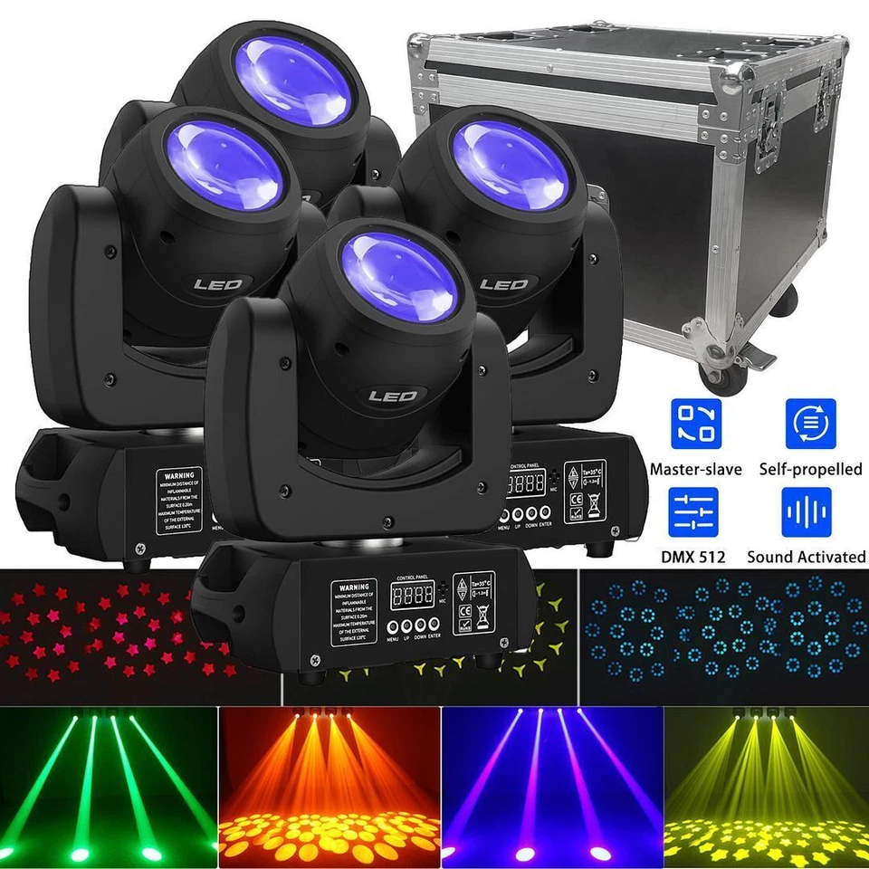 4x 150W LED Beam Moving Head 18 Prisma Gobo Bühnenlicht DMX dj Spot Lichteffekt - Bild 3 von 4