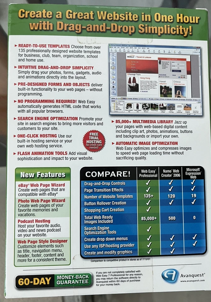 Avanquest WebEasy 7 Professional Web Design Software Windows Vista Open Box New. - Image 2 of 2