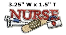 "NURSE" iron-on Patch - Bandage Medicine Medical Syringe Profession Applique