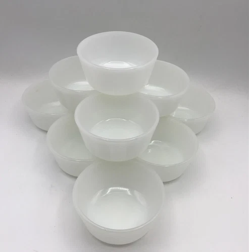 Lot of 10 Vintage FIRE KING 6 oz ANCHOR HOCKING Milk Glass Custard Cups Ramekins