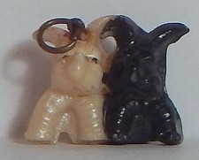 VINTAGE CELLULOID 2 DOGS WESTIE SCOTTIE CHARM JAPAN