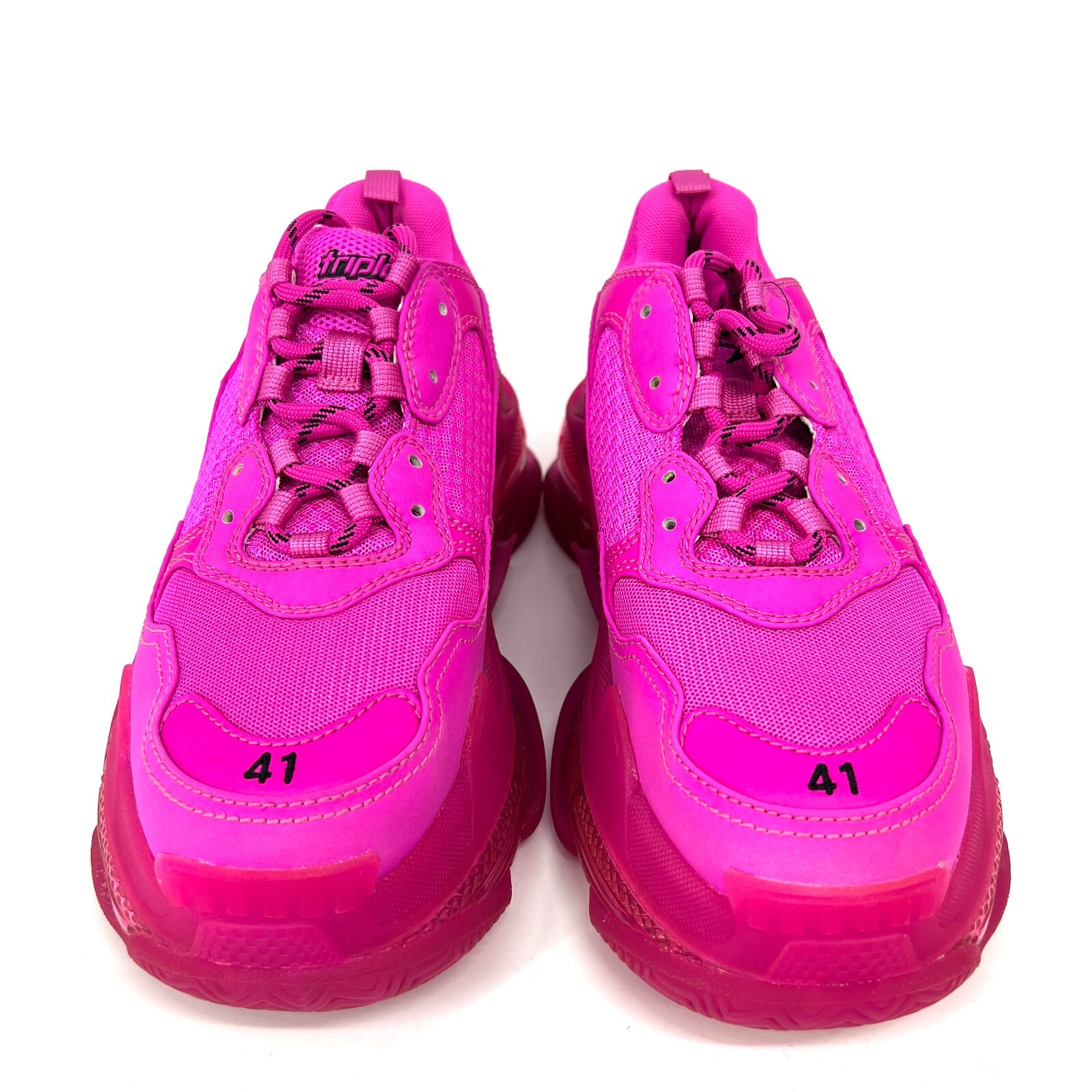 Balenciaga Triple S Sneakers Shoes Mens Size 41 Clear Sole Pink Logo Lace Up NEW thumbnail 3