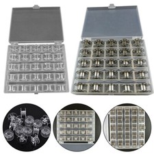 Metal Sewing Spool Empty Spool Storage Box 25x Metal Bobbins and Bobbin Box Set