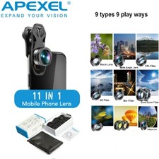 Apexel Cell Phone Camera Lens Kit Wide Angle Universal Clip for iPhone Android