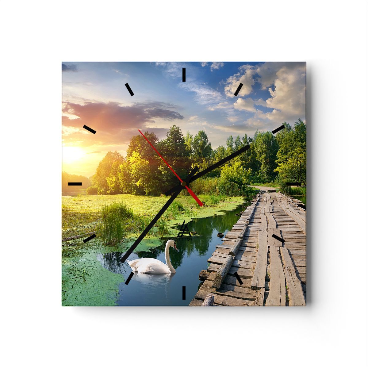 Orologio da Parete in Vetro 40x40cm architettura lungomare Cigno Paesaggio