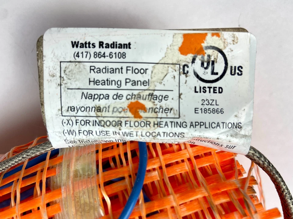 Watts 240V Radiant Floor Heating Mat 40 Sqft 16x30in 480W Mesh D12BFW24001630 - Image 4 of 4