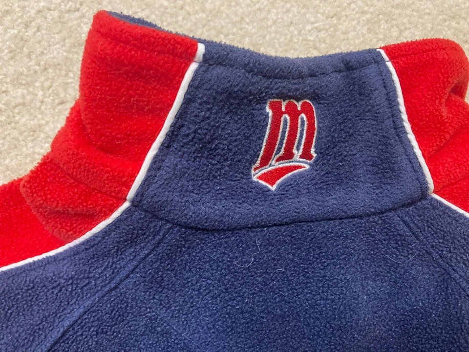 明尼苏达双胞胎 Majestic 聚酯四分之一拉链运动衫 - 青少年 8 码 — 第 4/4 张图片