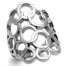 Women's 30mm Wide Interlocking Circles Design Stainless Steel Fashion Ring Band