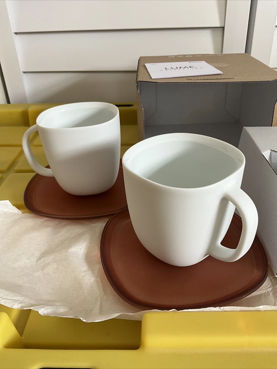 NESPRESSO Lume Collection Set of 2 Gran Lungo Coffee Cups & Saucers In Box