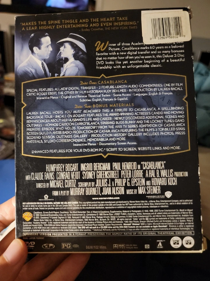 Casablanca 1942 DVD 2 Disc Special Edition 2003 - Image 2 of 2