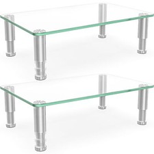 2 Pack Computer Monitor Riser with Height Adjustable Multi Media Desktop Stan...