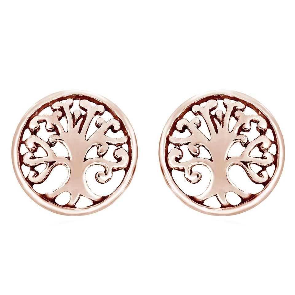 Aretes enchapados en oro rosa de 14 quilates Precious Tree of Life Foto 2 de 4