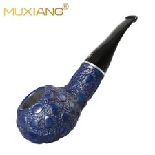 MUXIANG Freehand Briar Smoking Pipe Handmade 9mm Rustic Carved Tobacco Pipe 