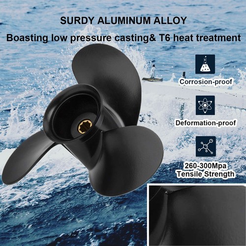 9 x 9 Aluminum Outboard Propeller For Mercury 6-15HP 8 Tooth No.48-828156A12,RH - Picture 2 of 7