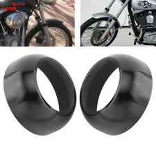 Black 39mm Front Fork Boot Cap Covers For Harley Dyna Low Rider FXR Sportster XL