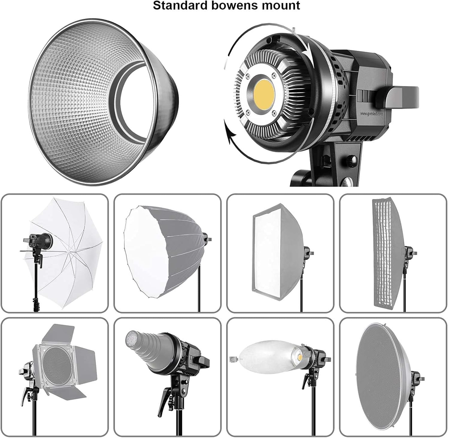 GVM 80W CRI97+ 5600K Dimmable LED Video Lights with Bowens Mount Kit Continuous