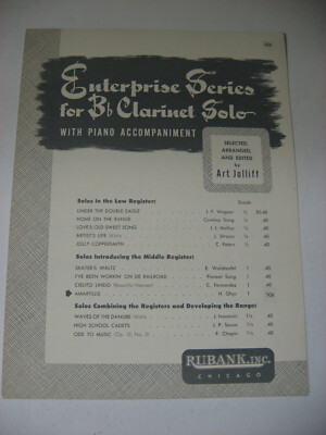 H Ghys Amaryllis B Flat Clarinet and Piano Sheet Music Rubank Art Jolliff