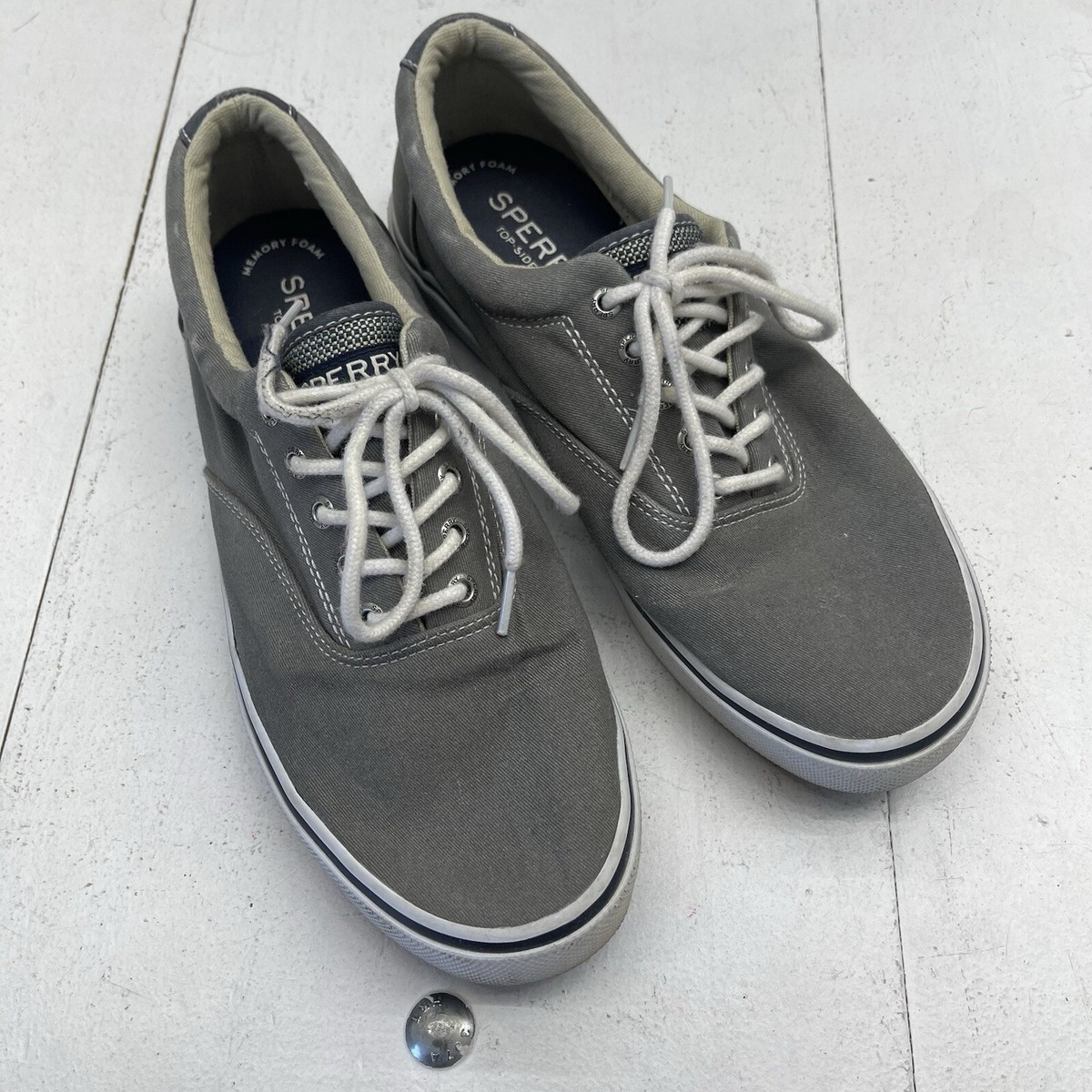 Sperry Topsider Grey Halyard Casual Lace Up Canvas Sneaker Mens
