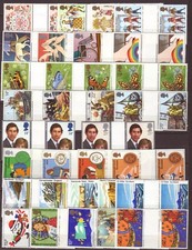 UK Great Britain 1981 stamp issues complete in MNH gutter pairs