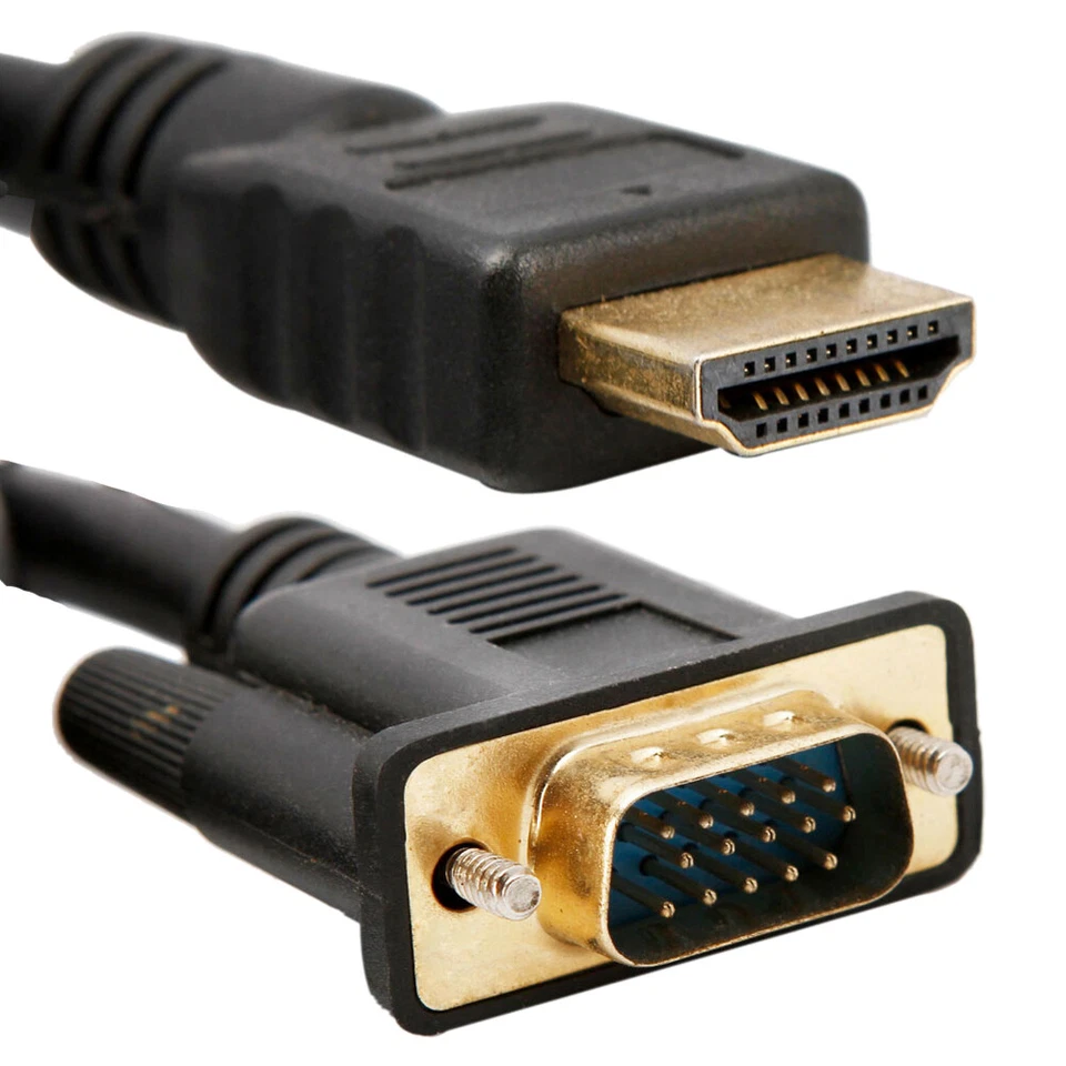 HDMI Stecker zu VGA Stecker Kabel - 1,8m - 1080p PC Monitor Adapter Vergoldet - Bild 2 von 4