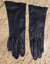 Vintage Womens Size XS S 6 Blue Leather Formal 10" Long Gloves