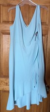 Xscape Womens Blue Ruffled Sleeveless Dress Plus 16W