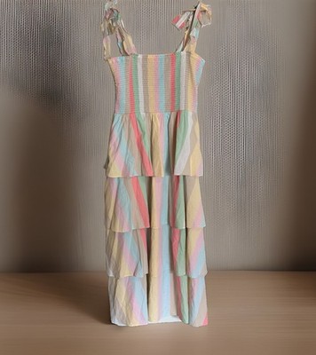 NWT Sewing Down South x Crown & Ivy Rachel Tiered Maxi Dress Pastel Stripe XL