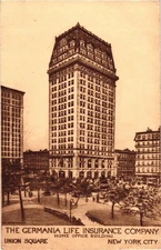 Vintage Germania Life Insurance Co Building Postcard Union Square NYC