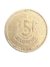 1986 Belgium 5 Francs Coin (French)