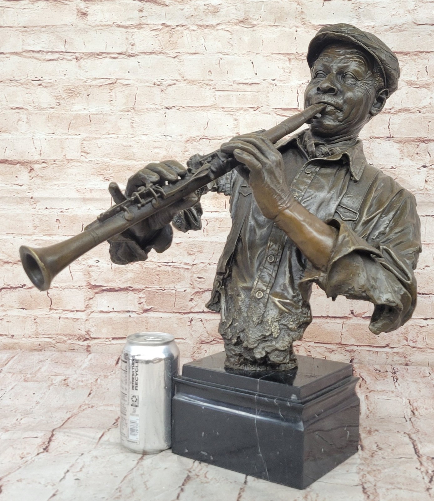 Jazz Clarinet Player bronze statue sculpture figure Hot Cast Home Bar Decor Sale - Image 2