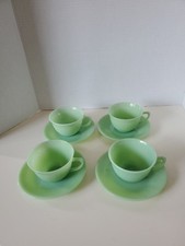 VINTAGE FIRE KING D Handel JADEITE CUP  SAUCER SET OF 4
