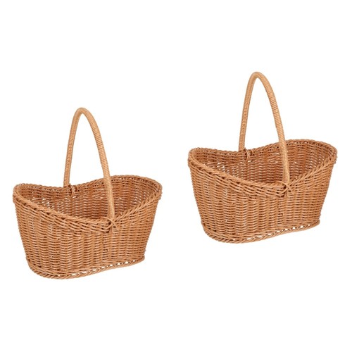 2 Pieces Woven Gift Basket Shopping Carrying Portable Snack Snacks Organizer
