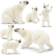 Toymany 6PCS Polar Bear Figurines Toy with Polar Bear Cub, 2-4" Realistic Plasti