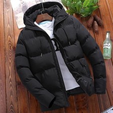 Men Jacket Puffer Bubble Down Hooded Winter Warm Coat Quilted Zip Padded Outwear