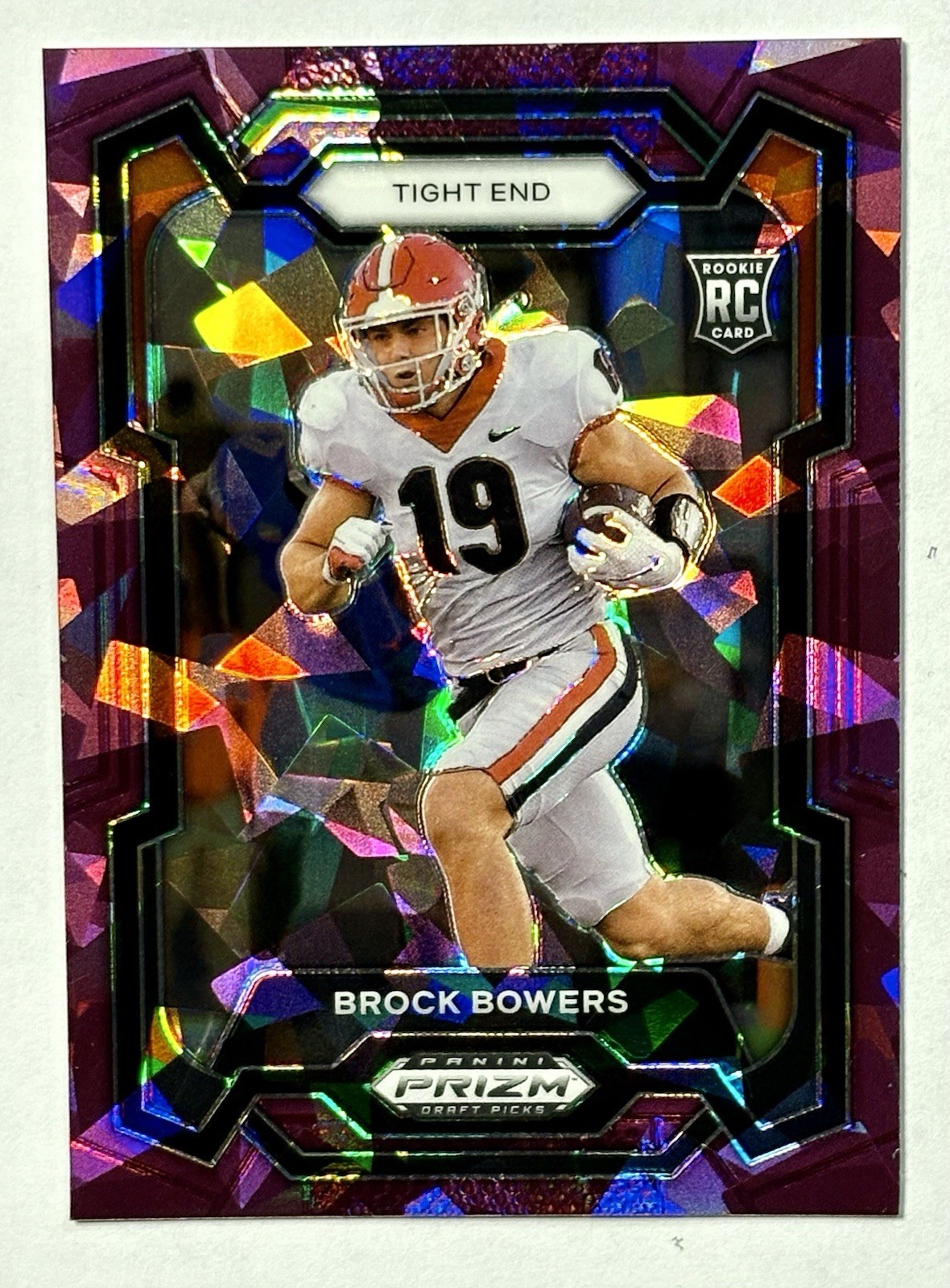Brock Bowers 2024 Panini Prizm Draft Picks Purple Cracked Ice /149 Georgia RC