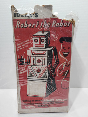 ROBERT the ROBOT   Ideal's RM Plastic Toy Robot with Original Box Not Working