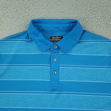 Ben Hogan Polo Shirt Mens Large Blue Stripe Performance Golf Lightweight Top