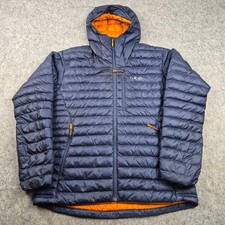 Giacca Rab uomo grande blu microlight alpino piumino con cappuccio piumino outdoor