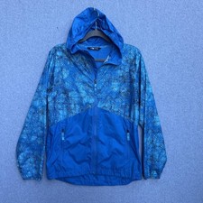 The North Face Jacket Boys XL 18/20 Blue Hooded Full Zip Windbreaker Abstract
