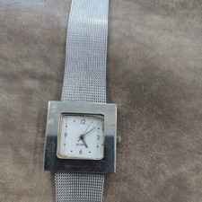 Vintage 90 s Yves Rocher Women s Quartz Wristwatch Silver Tone Mesh Band Retro