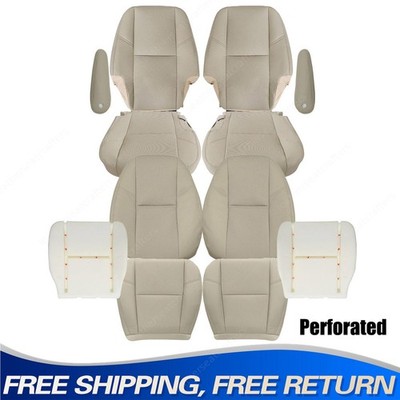 12 x For 2007 2008 Cadillac Escalade Front & 2nd Row Bottom & Top Seat Cover Tan