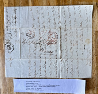 Entire Cross Channel Mail Leith to Bordeaux France Postal History Used