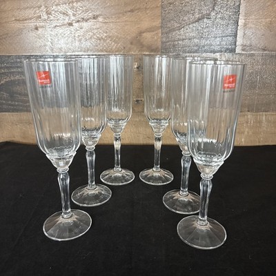 6 Bormioli Rocco Crystal Flute Champagne Prosecco Glasses