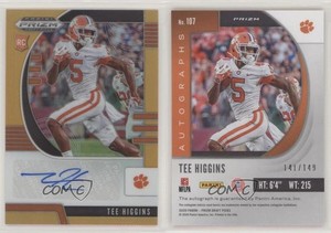 2020 Prizm Draft Picks Rookies Neon Orange /149 Tee Higgins #107 Rookie Auto RC