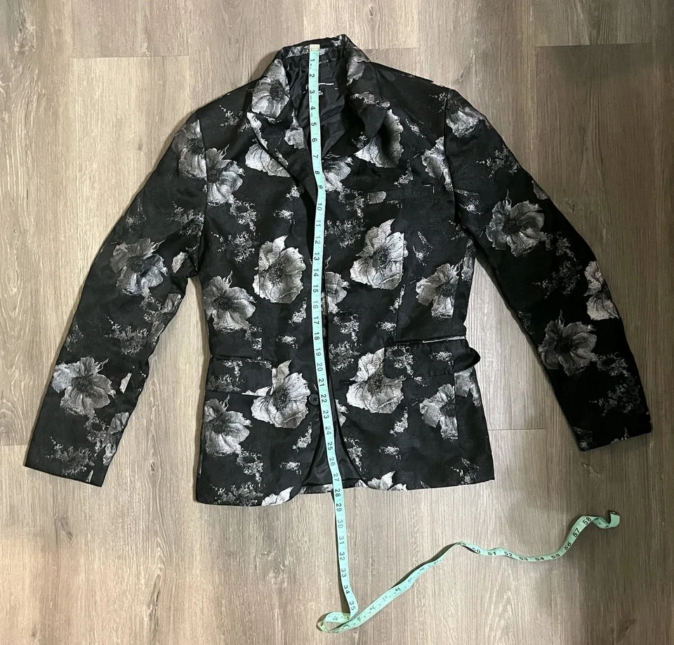 Traje Chaqueta Para Hombre International Concepts XS Negro Plata Floral INC Formal Baile de graduación Foto 4 de 4